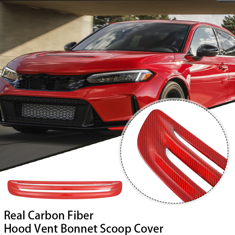 1x For Civic Type R FL5 2023+ Carbon Fiber Red Hood Vent Air Scoop Trim Cover gallery