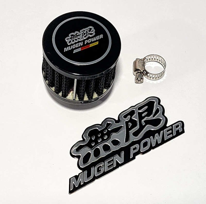 BLACK 12MM MINI AIR OIL BREATHER FILTER FOR SI CIVIC D16Z6 D16Y8 MUGEN POWER 9