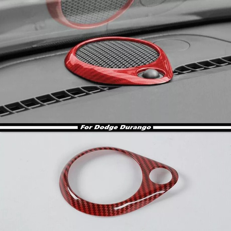 Fit For 2011-2024 Dodge Durango Red Interior Dash Center Speaker Ring Cover Trim