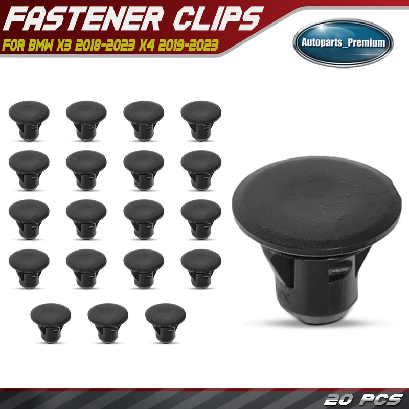 20Pcs 8mm Nylon Black Tailgate Trim Mounting Clip for BMW X3 2018-2023 X4 19-23