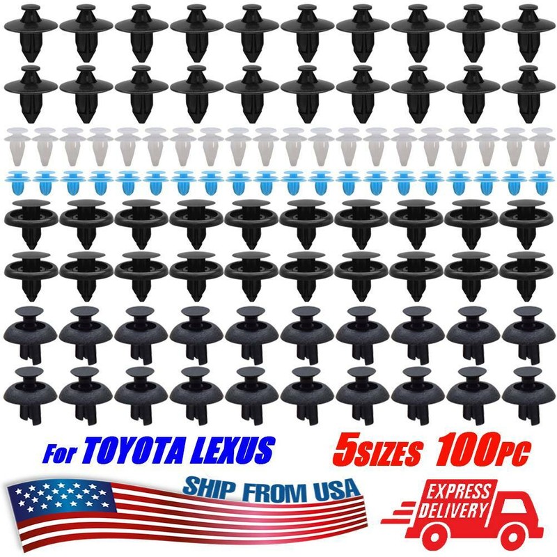 100 pcs Trim Panel Clips Push Rivets Bumper Fender Retainer Kit For Toyota Lexus