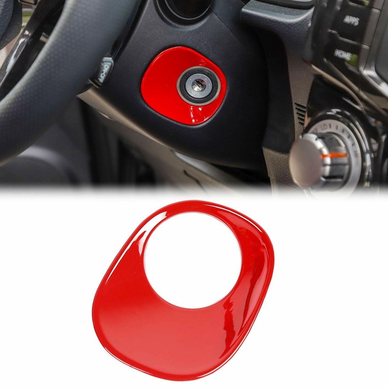 Engine Ignition Switch Lock Panel Decor Trim Cover Bezels for 4Runner 2010+ Red