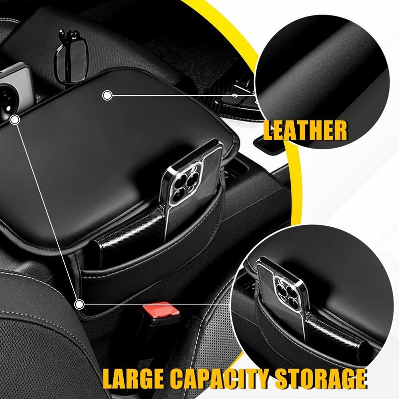Seat Armrest Cushion Protector Leather Storage Pad For Car Interior Accessories gallery