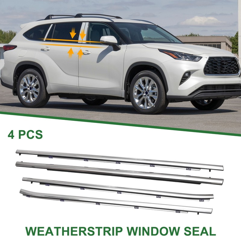 4pcs Weatherstrip Window Seal No.757200E080 for Toyota HIGHLANDER 2015-2020