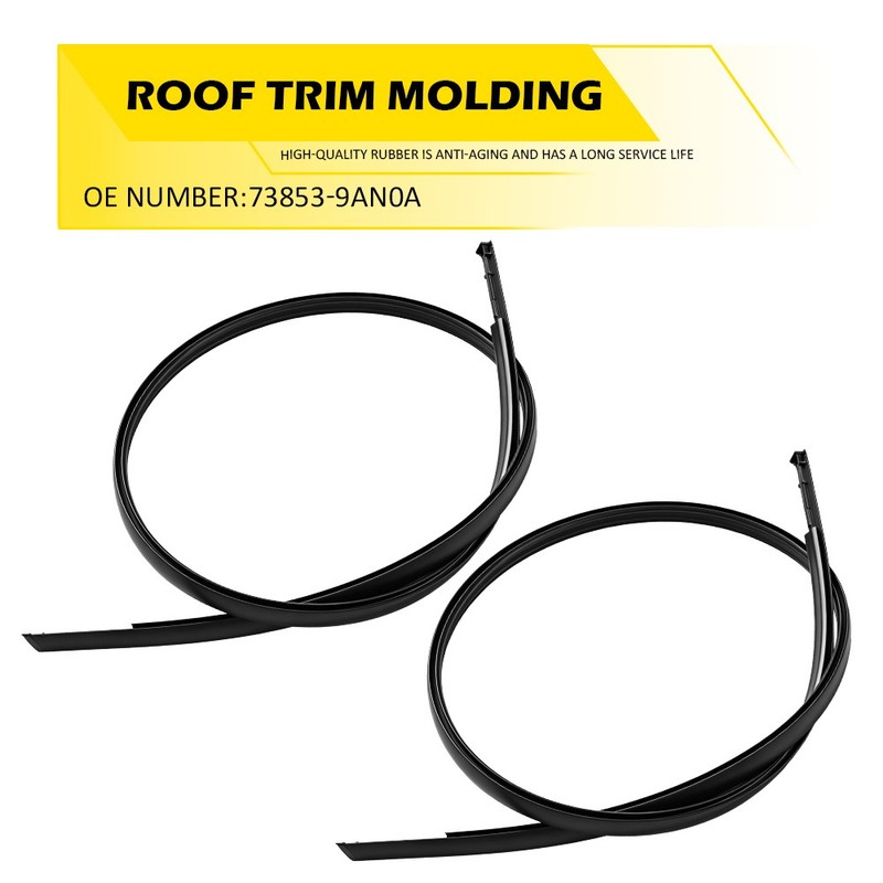 For 2013-2018 Nissan Sentra Left + Right Outer Roof Trim Rubber Molding Black
