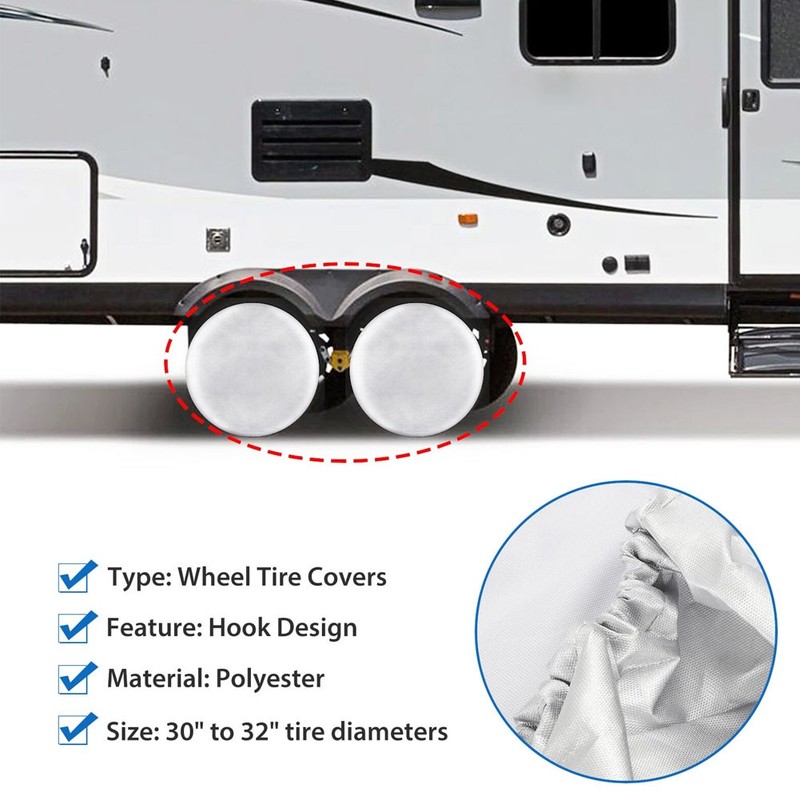 4Pcs Wheel Tire Covers 30-32'' Tire Protector Cover Set for Trailer Car Truck RV gallery