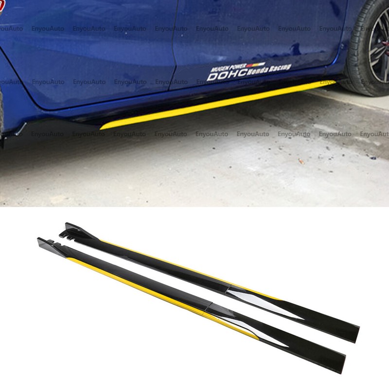 For Nissan Versa 86″ Side Skirt Extension Rocker Panel Splitter Black Yellow