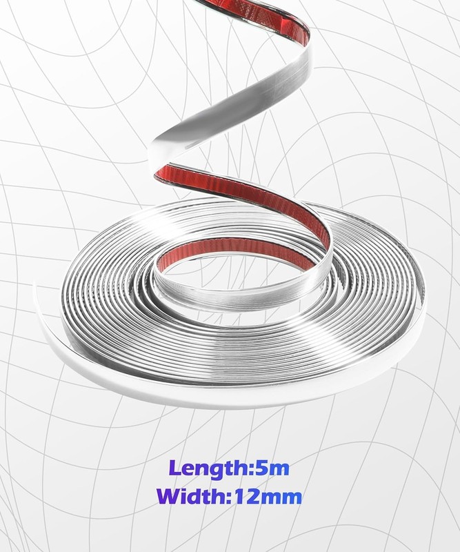 1/2 Inch Wide Chrome Tape,25FT Chrome Tape for Cars,Car Accessories Car Trim,Au gallery