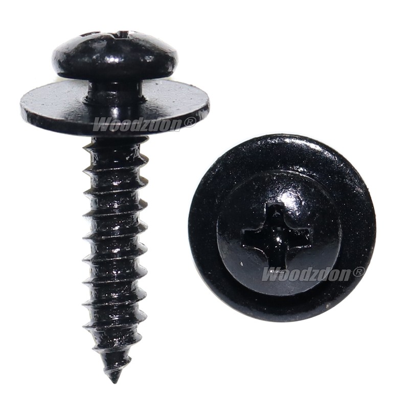 M4.2-1.41 X 20mm Phillips Pan Head Sems Tapping Screw 12mm Washer Black (Qty:50)