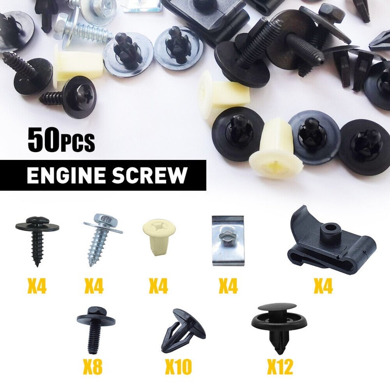 50pcs/Set Car Engine Splash Shield Body Bolts Screw Nut Fender Bumper Clip Rivet gallery