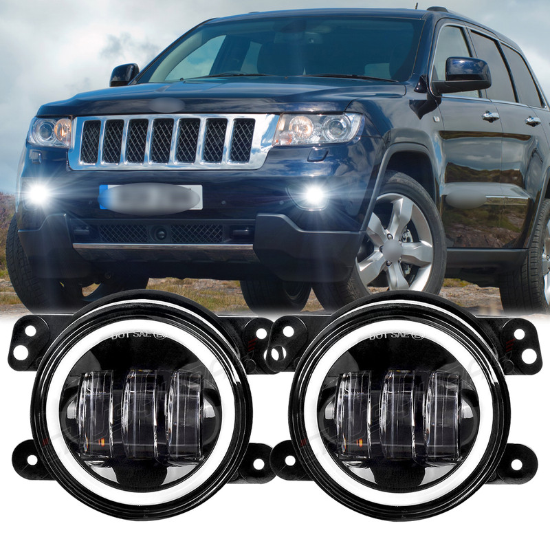 4 Inch Round LED Fog Lights Driving Lamps Halo for Jeep Grand Cherokee 97-18