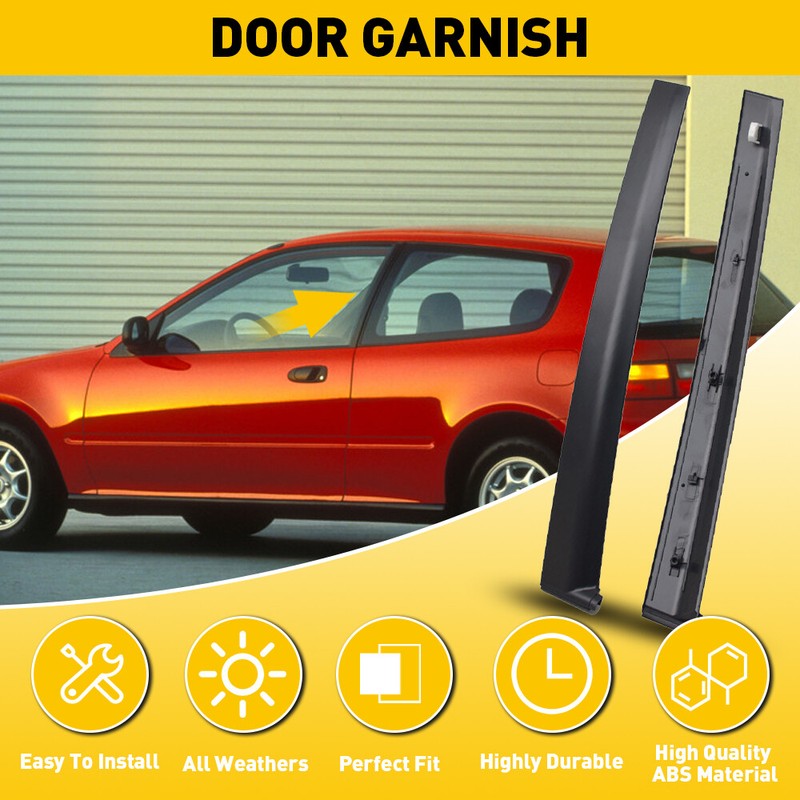 For 92-95 Honda Civic 2/3 door hatchback Coupe Door Pillar Sash Garnish R&L Trim gallery