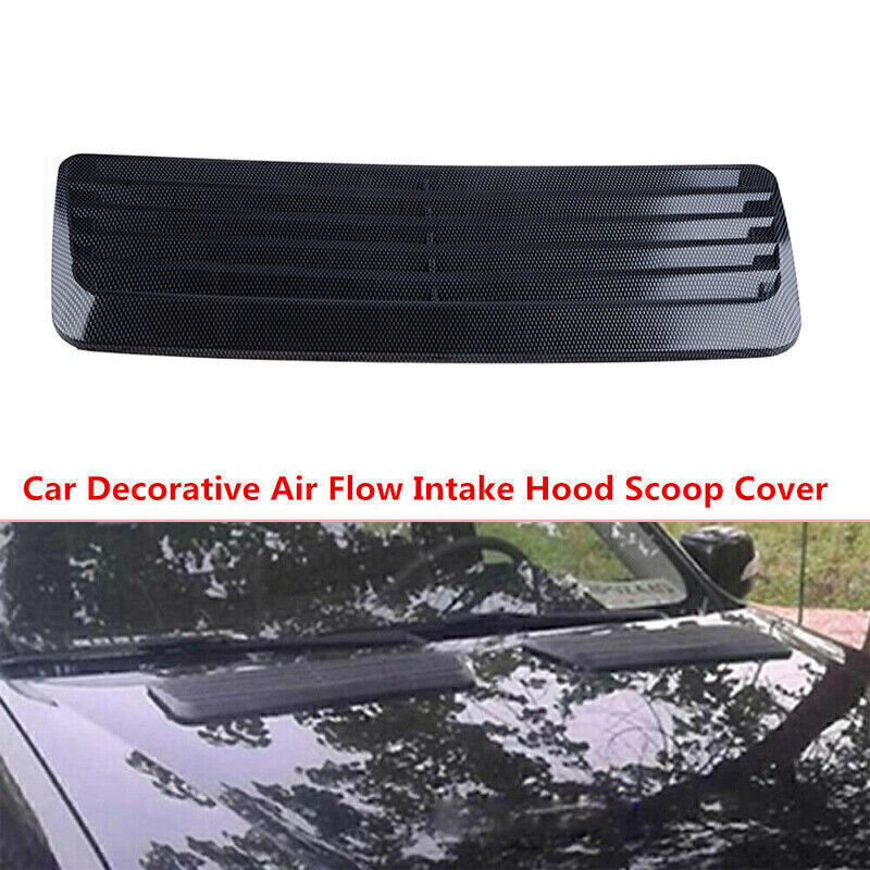 1X Universal Car Hood Air Flow Intake Grill Scoop Vent Bonnet Cover Carbon Black gallery
