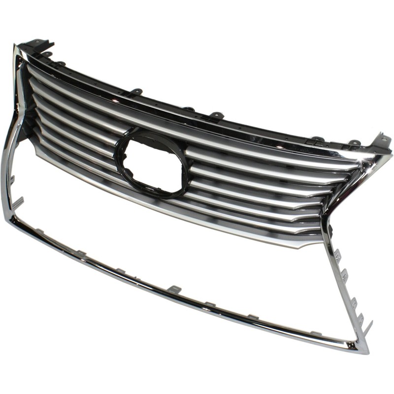 Grille For 2013-2016 Lexus LS460 LS600h Chrome Shell w/ Black Insert Plastic