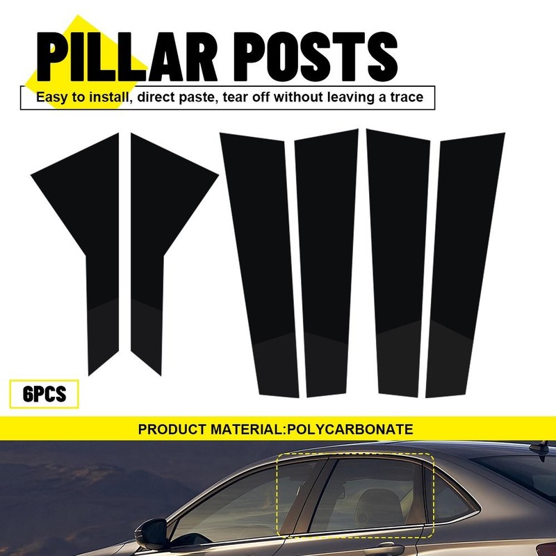 For 2019-2021 VW Jetta MK7 Glossy Black Door Trim Pillar Posts Cover 6pcs Set