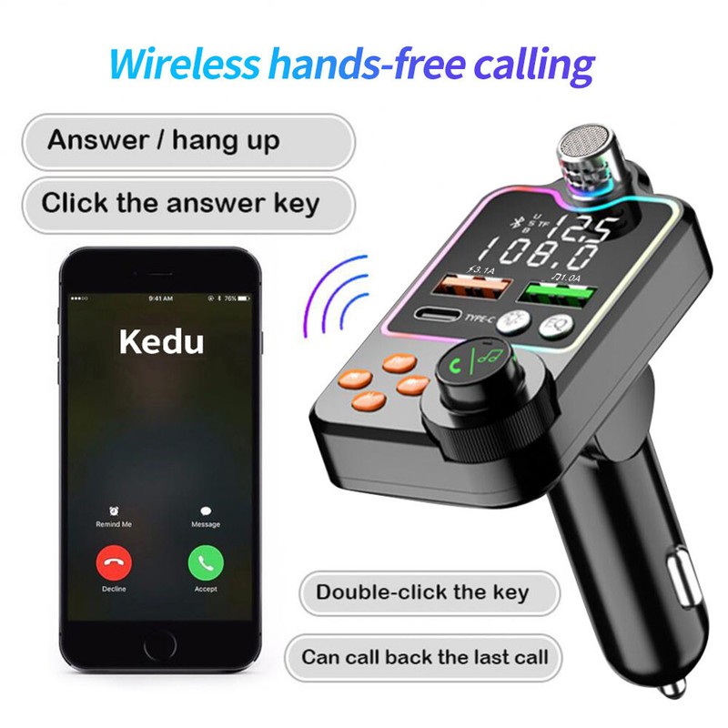 Wireless Bluetooth Car FM Transmitter Adapter Receiver USB PD Charger Handsfree* gallery