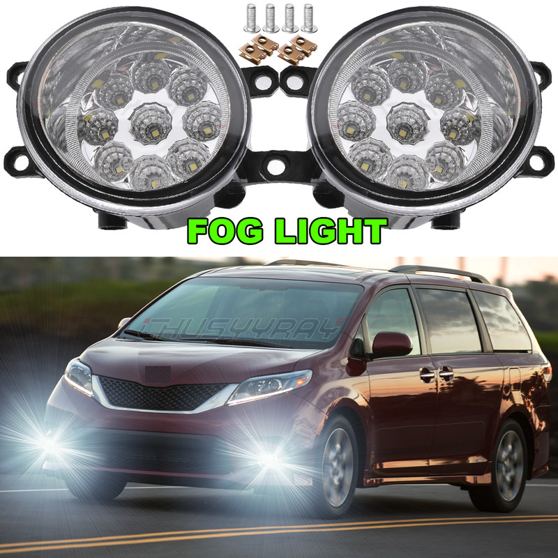 For 2011-2017 Toyota Sienna Pair Clear Lens Front Bumper Fog Light Lamp Assembly