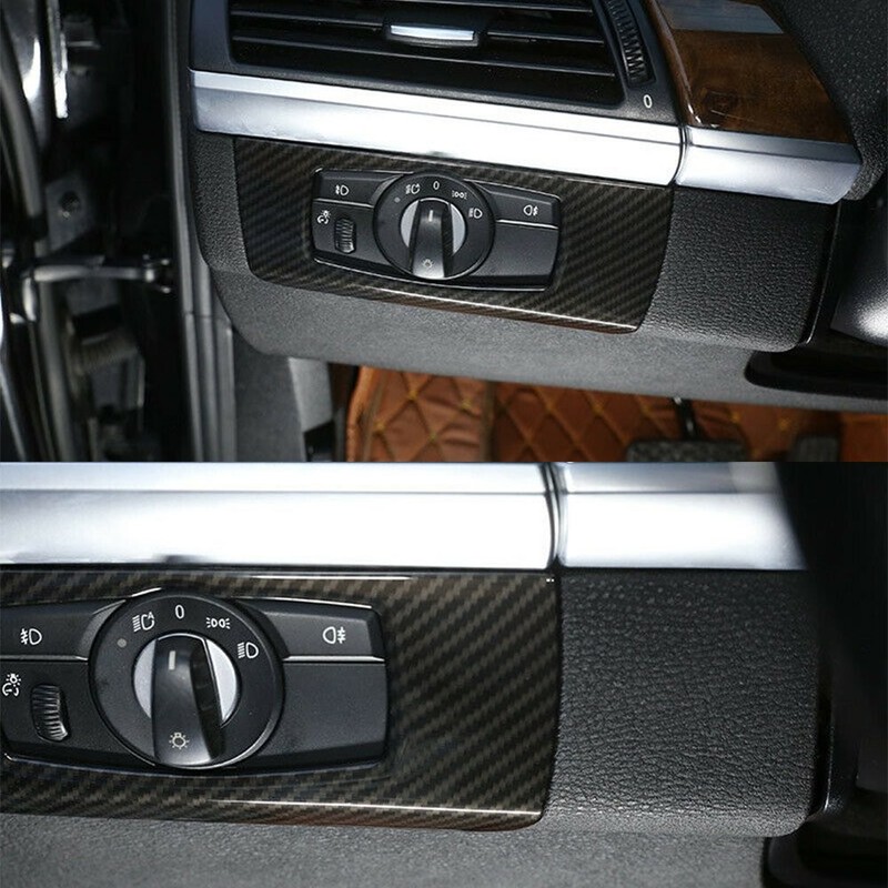 Headlight Switch Frame Trim Carbon Fiber For BMW 3 Series E90 E92 E93 2005-12 gallery