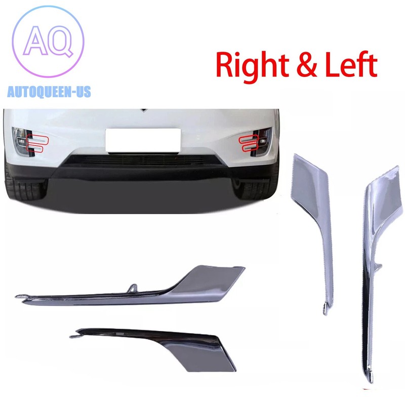 Right Upper+Lower Front Bumper Fog Light Molding Chrome Trim for Tesla Model X