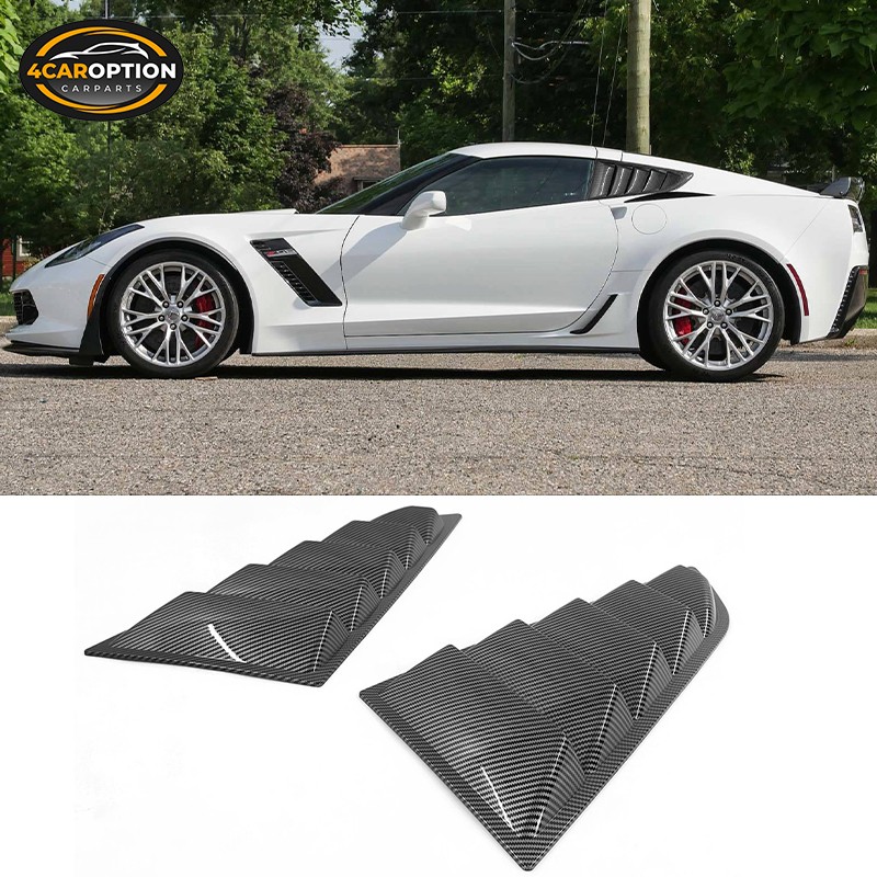 Fits 14-19 Chevy Corvette C7 Classic Style Window Louver Vent Carbon Fiber Print