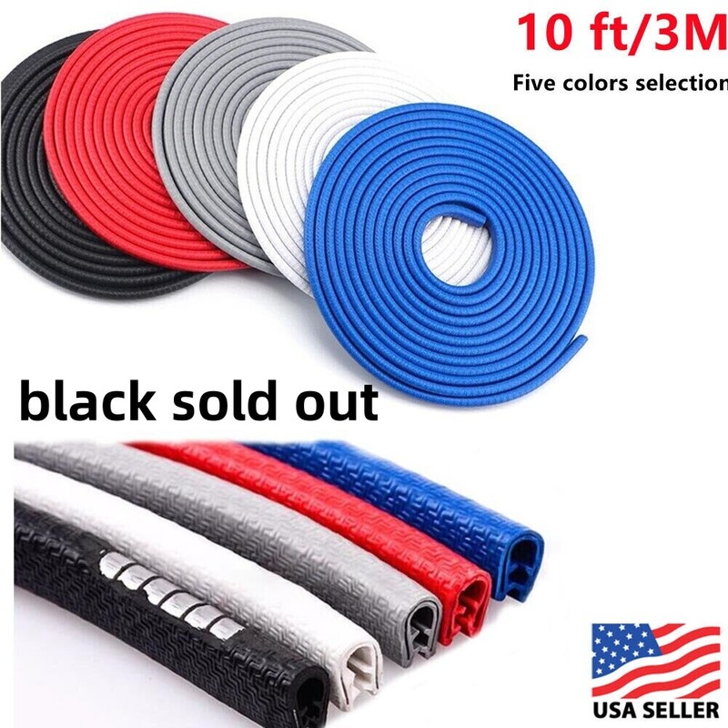 10 Feet Car Door Edge Moulding Strip Trim Seal Auto Guard Rubber Protector