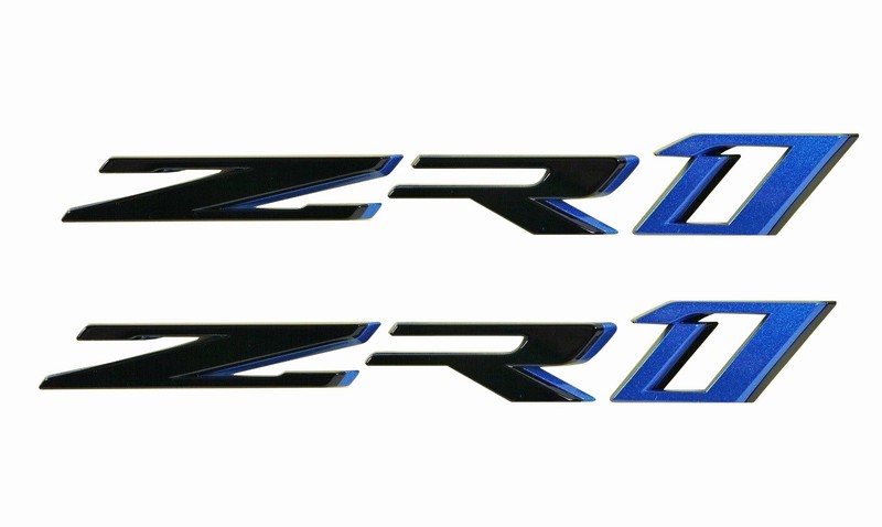 2x Fits C7 Corvette ZR1 Hood & Rear Bumper Emblem Badge GM 8446085 Black & Blue
