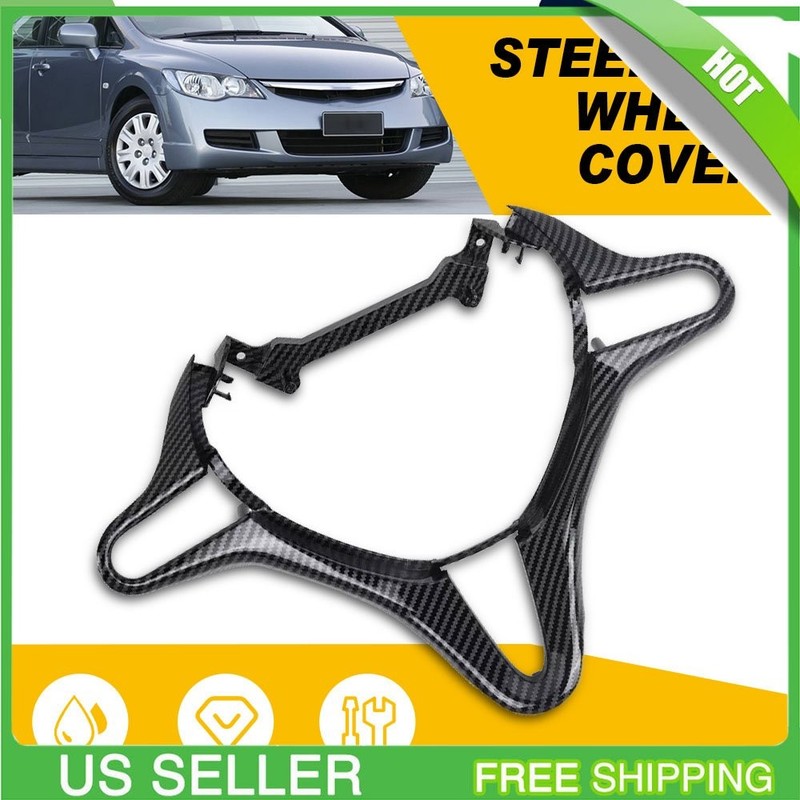 Carbon Fiber Look Steering Wheel Trim Cover For Honda Civic 8th FD2 2006-2011