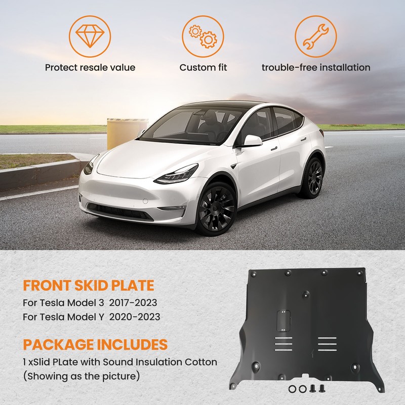 Front Skid Plate Under Engine Guard Cover Fit Tesla Model 3 & Model Y 2017-2023 gallery