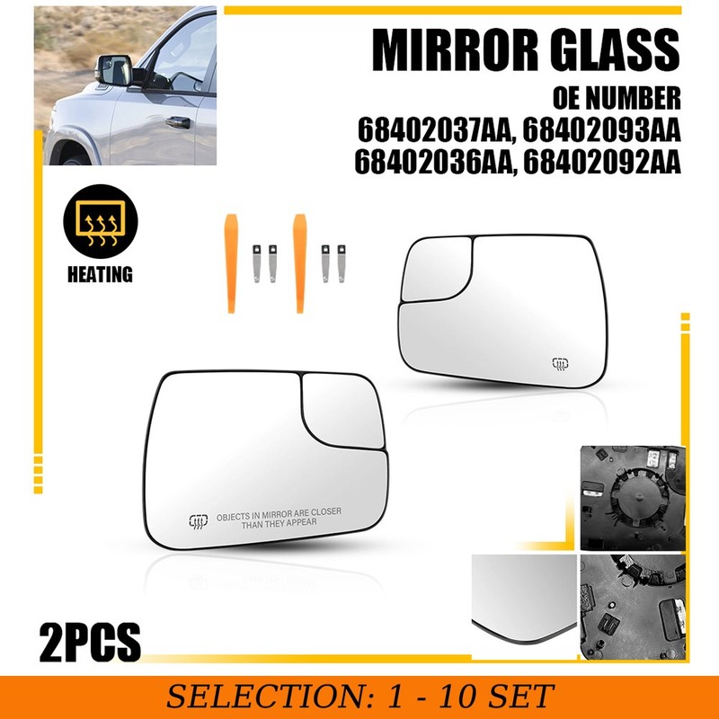 2-20x Tow Mirror Glass Assy Fit Dodge RAM 1500 2019-2025 Clear Heated Left+Right
