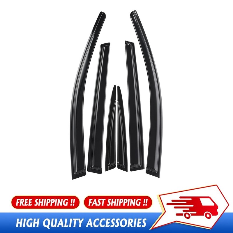 6pcs Window Visor Tape-on Black For 2017-2022 Honda CR-V Rain Guards