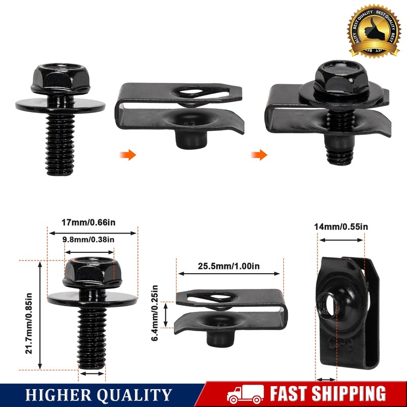 35Pack M6 Bolts U-nut Clips For Mercedes-Benz Engine Under Cover Splash Shield gallery
