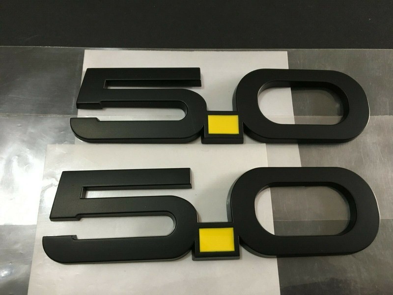 2015-2022 NEW MATTE BLACK & YELLOW 5.0 FENDER BADGE EMBLEM – 2 PCS