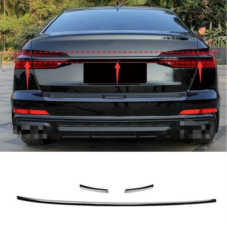 For 2019-2024 A6L Glossy Black Rear Door Trunk Tail Lamp Molding Trim Strip