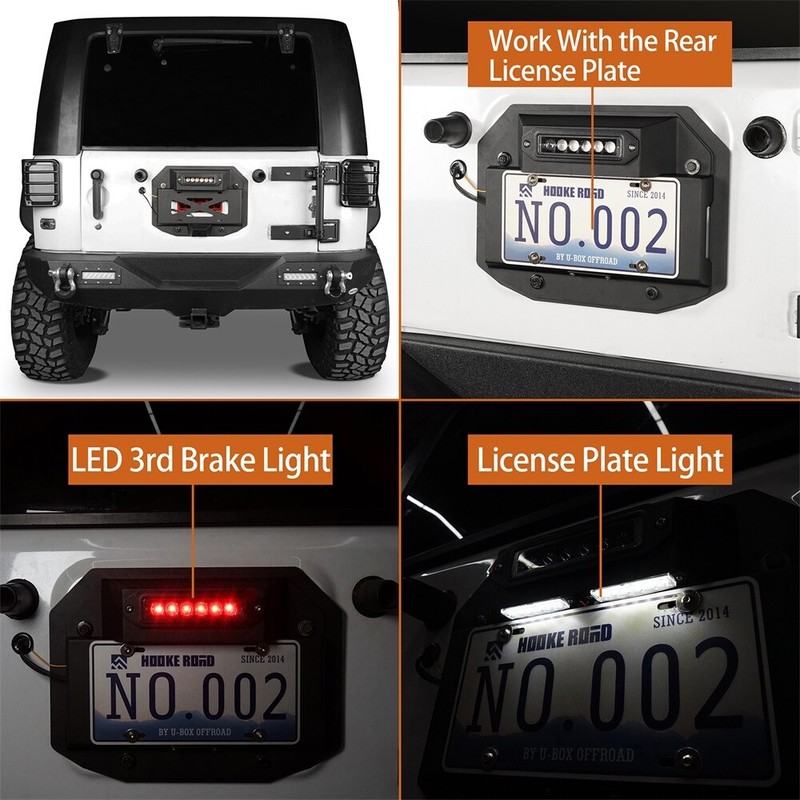 Spare Tire Delete License Plate w/Third Brake Light Fits Jeep Wrangler JK 07-18 gallery