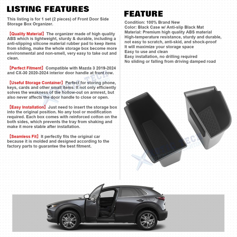 For Mazda 3 CX-30 2020-2024 Door Handle Organizer Tray Storage Pocket Insert Box gallery