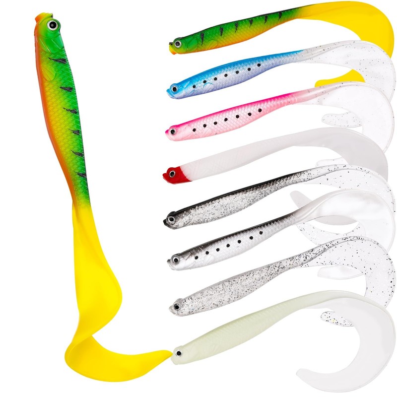 Lot of 9 Soft Lures Pike and Predator Fishing Lures for Trout Fishing, H…