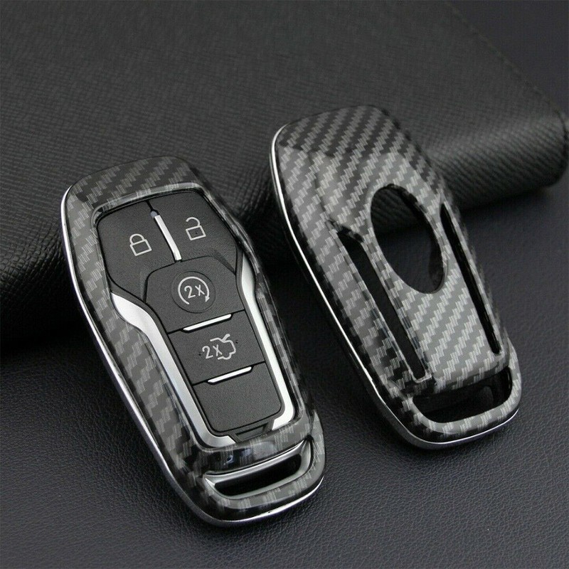 Carbon Fiber Hard Smart Key Cover Accessories Chain Case Fit For Ford Lincoln