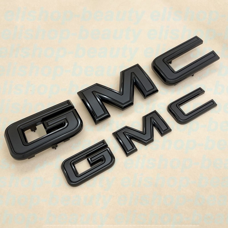 2pcs Set Front Rear Gloss Matte Black GMC Emblems Fit 2020+ Acadia 2022+ Terrain gallery