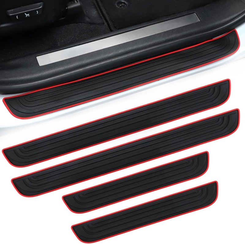 4x PVC Rubber Fit Land Rover Accessories Door Scuff Sill Cover Panel Protector