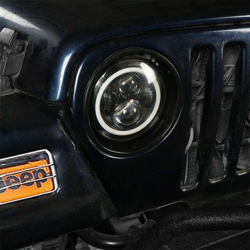 2Pcs Bezels Headlight Cover Ring ABS Gloss Black for Jeep Wrangler TJ 1997-2006 gallery