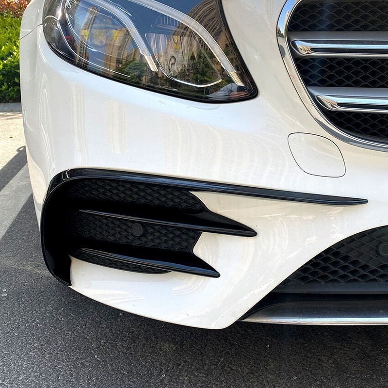 Black Front Bumper Lip Spoiler Fins Canards Decor For Benz E-Class W213 16-2020 gallery