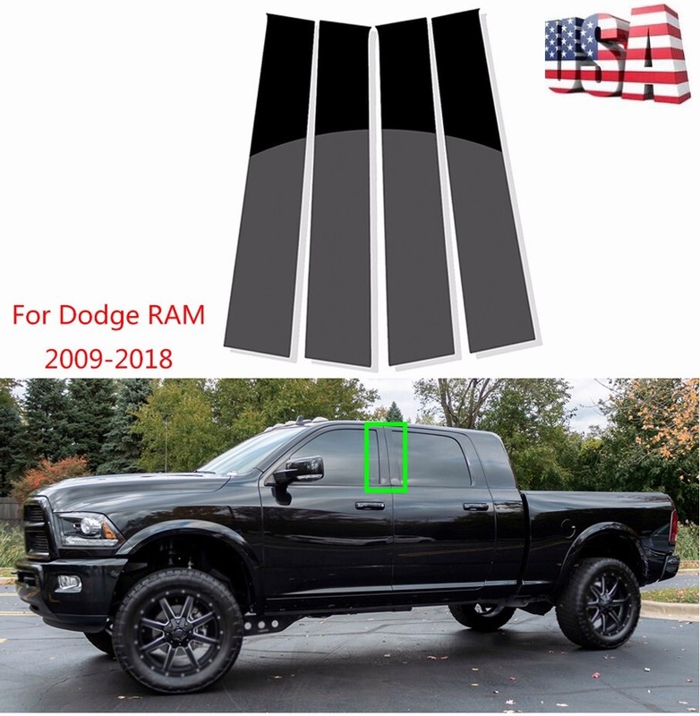 Gloss Black Pillar Posts Fit For Dodge Ram 1500 2500 3500 09-18 Door Trim Cover gallery
