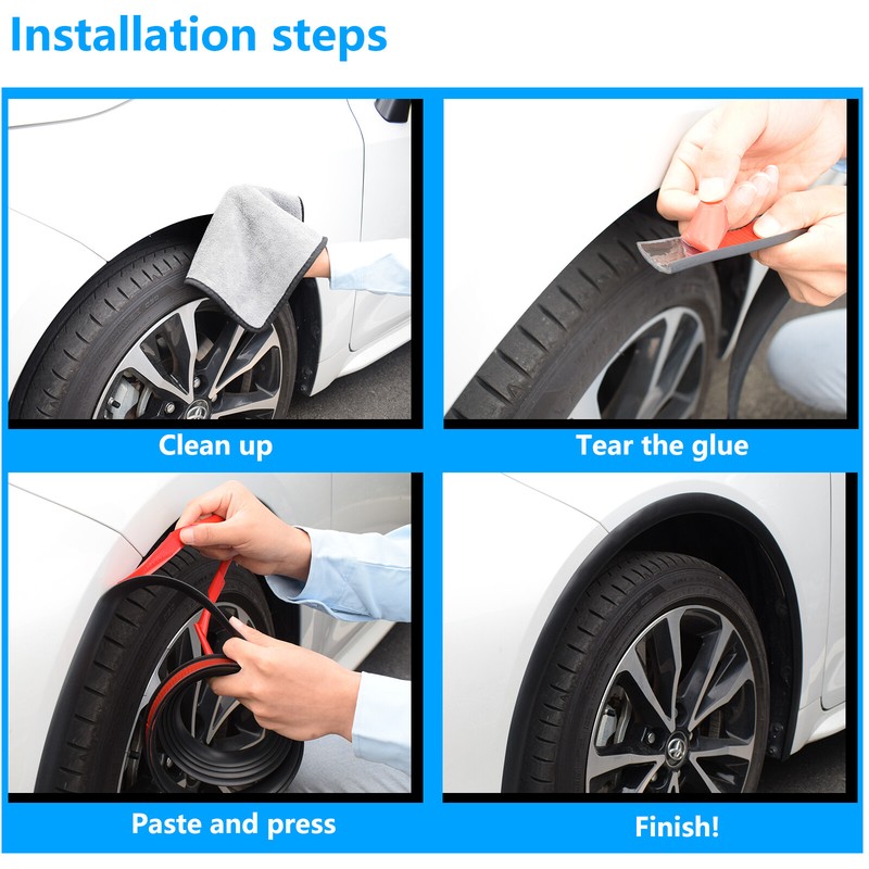 10' Extra Wide Arches Fender Flares Wheel Eyebrow Trim Strip Arch Lip Protector; gallery