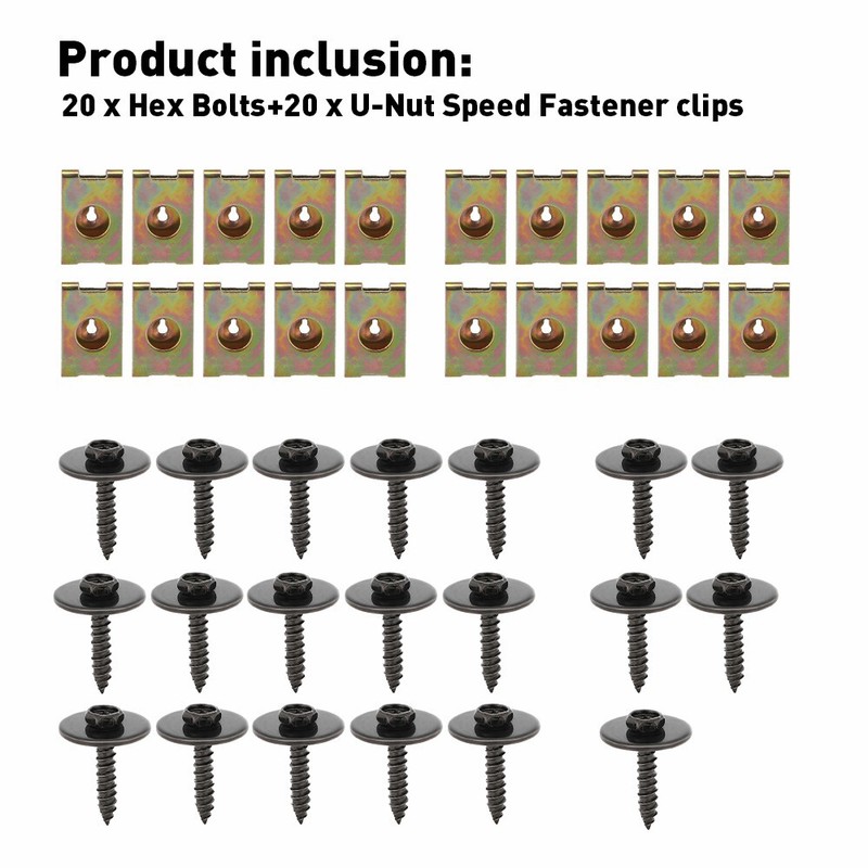 40x Engine Under Cover Splash Shield Guard Body Bumper Bolts U-nut Clip Fastener gallery