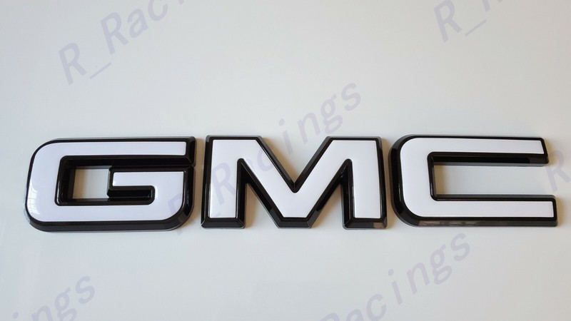 Front Rear GMC Black White Emblem Overlay 2019-2023 GMC Sierra 1500 2500HD 3500H gallery
