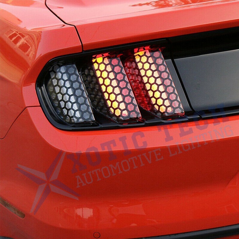 Black Rear Tail light Lamp Honeycomb Stickers Decals For Ford Mustang 2015-2017 gallery
