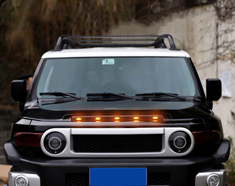 For Toyota FJ Cruiser 2009-2014 Black Engine Hood LED Little Yellow Light 1pcs S