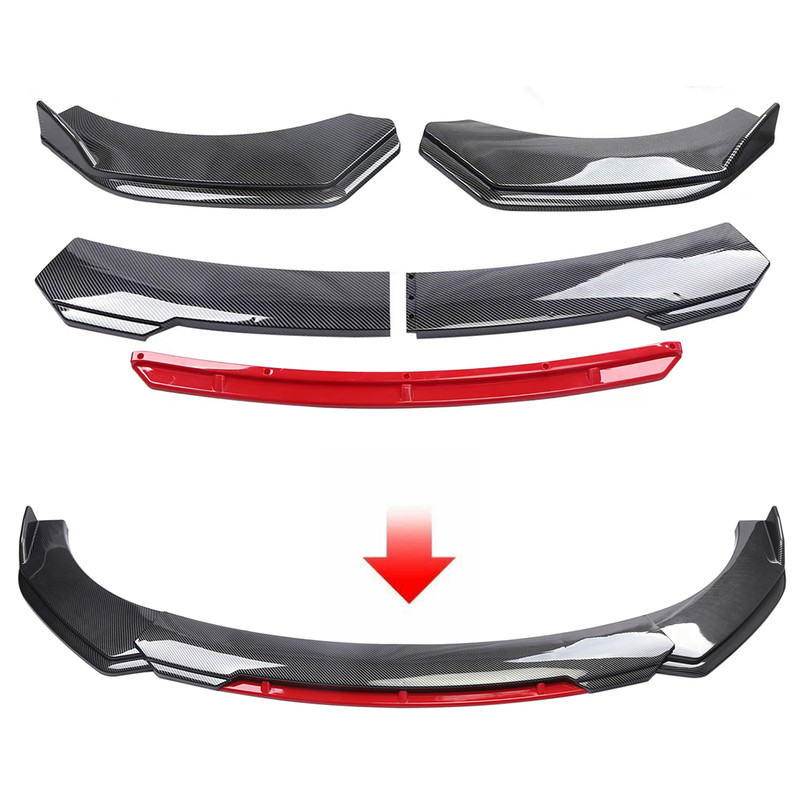Front Bumper Spoiler Splitter for Toyota Yaris SE Car Carbon&Red Style gallery