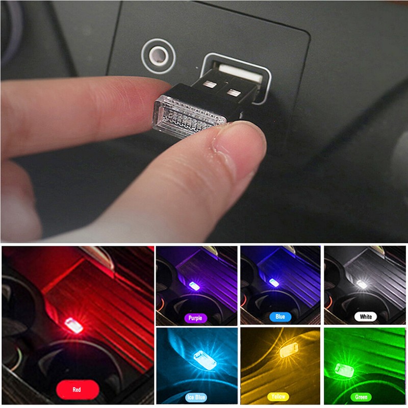 1x USB LED Car Light Neon Atmosphere Ambient Lamp Bulbs Car Interior Accessories