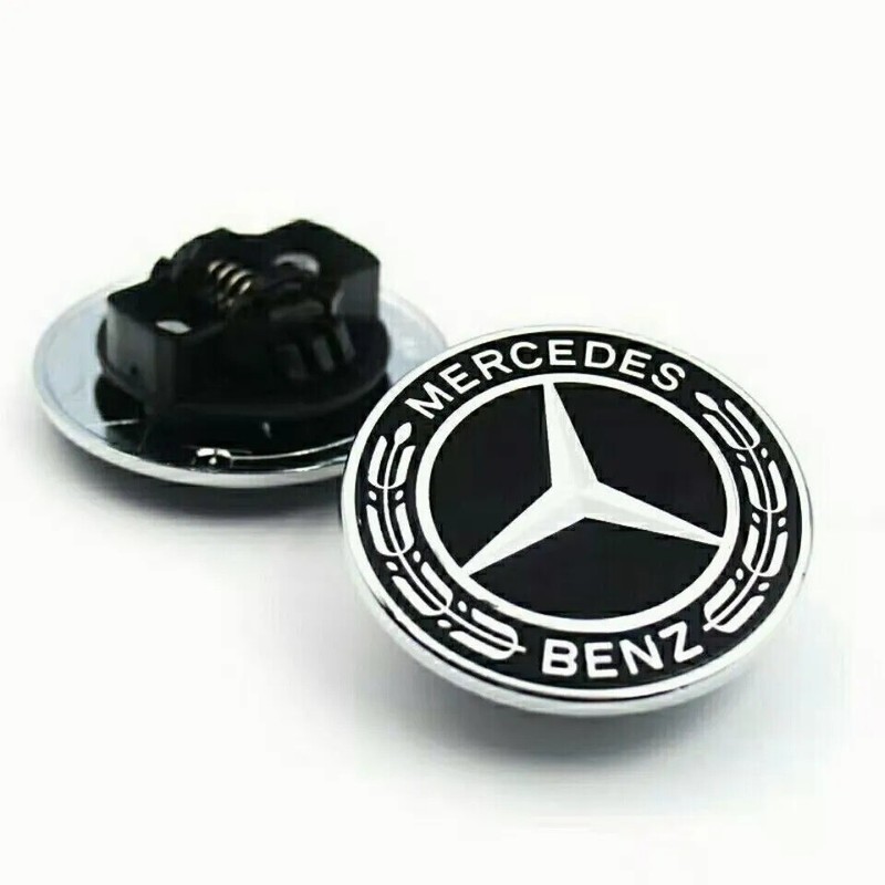 For Mercedes Benz Star Flat Hood Bonnet Emblem Badge HighGloss 57mm